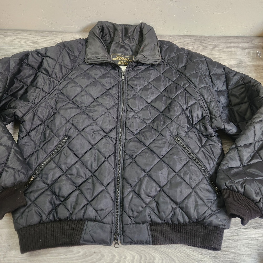 Vintage Gerbings Heated Clothing Inc Quilted Bomber Black Jacket Size S Electric